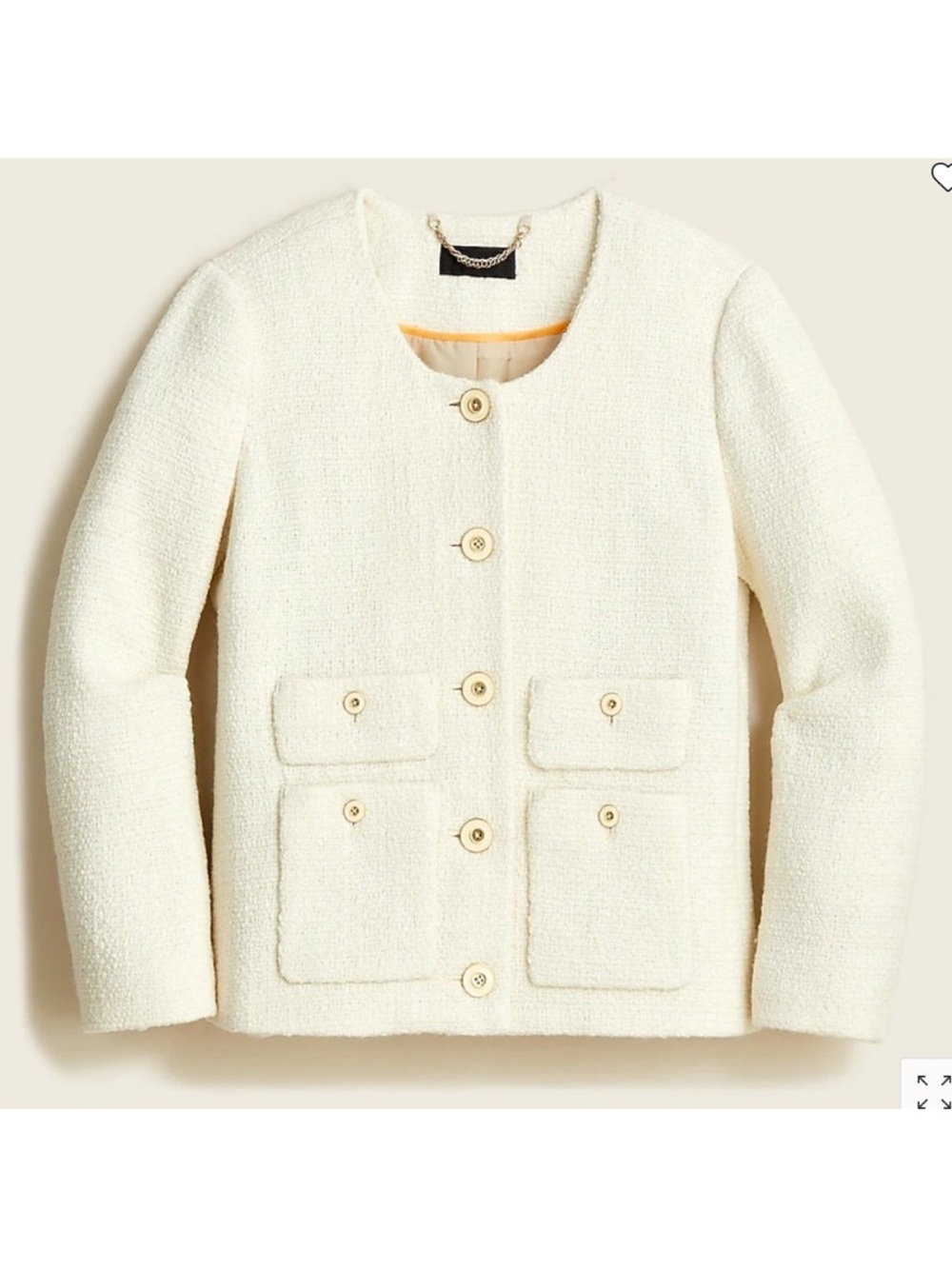 J. Crew Lady Jacket Blazer in Maritime Tweed in Ivory Wool Blend Size 8